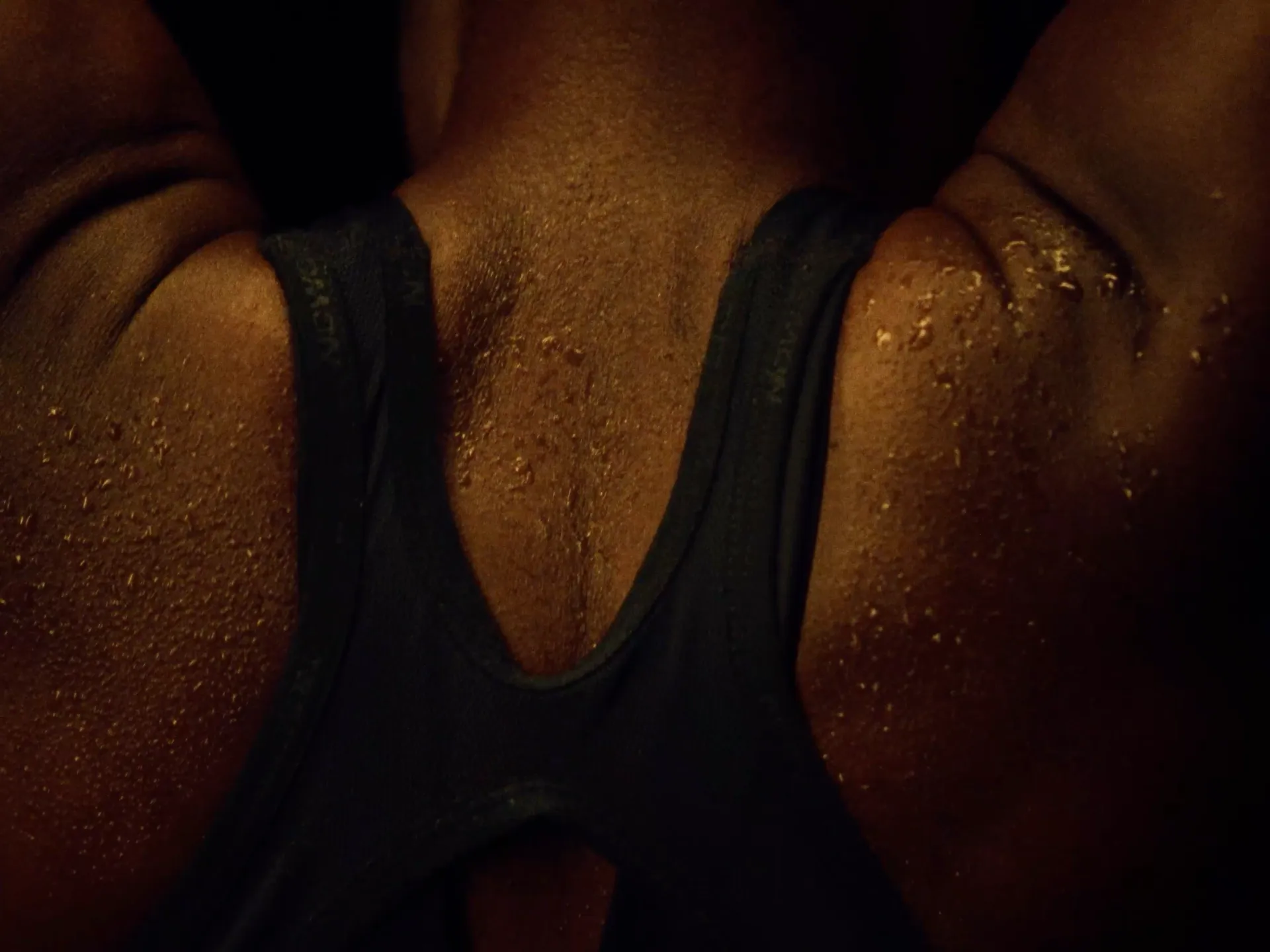 Close-up of runner's skin and sweat during effort, Milimani trail running