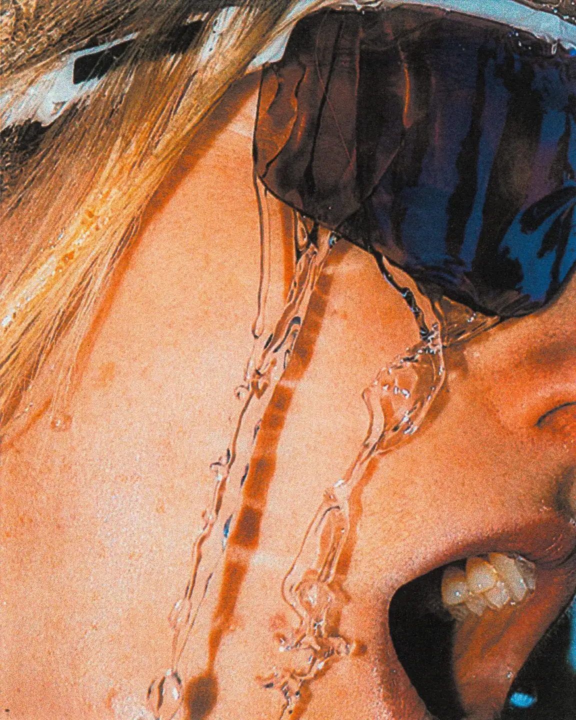 Runner spitting during intense effort at Western States ultramarathon