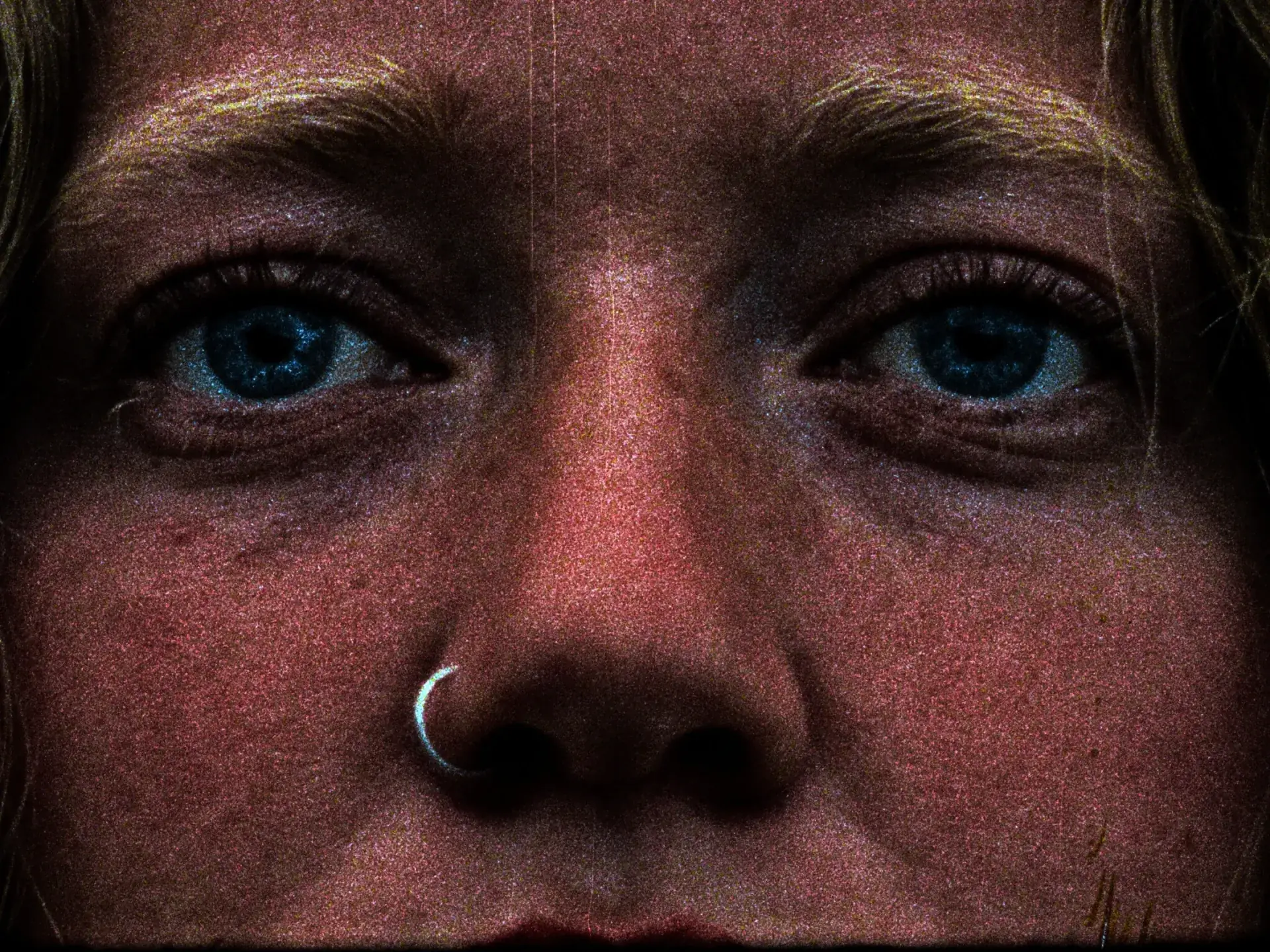 Close-up portrait with piercing detail, Jay project editorial photography